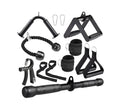 10-In-1 Cable Machine Attachments Set for Gym - Includes Tricep Rope, V-Bar, Straight Bar, D-Handle, Ankle/Wrist Straps, Storage Bag - Compatible with LAT Pulldown & Home Gym Cable Machines