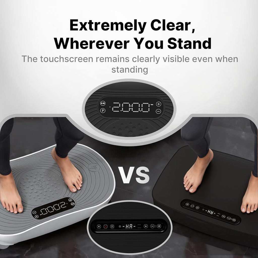 Vibration Plate Exercise Machine, Vibrating Platform for Lymphatic Drainage Weight Loss Muscle Activation, Full Body Home Exercise Equipment with LED Touch Screen Bluetooth Pull Cord