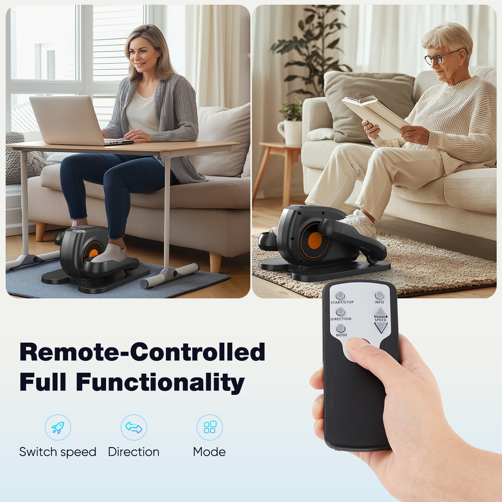Under Desk Elliptical Machine Portable Pedal Ellipse Leg Exerciser LCD Display