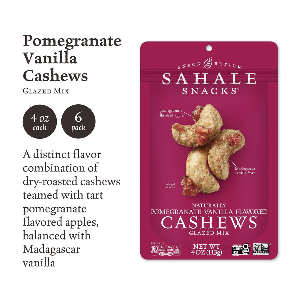 Sahale Snacks Pomegranate Vanilla Flavored Cashews Glazed Mix, 4 Ounces (Pack Of