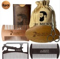 Mens Beard Grooming Kit Beard Growth Kit for Men Wood & Steel Comb Brush Scissor