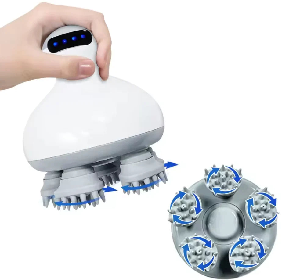 Cordless Electric Scalp Massager Handheld 2 Speeds Vibrating Head Massager with 96 Silicone Nodes for Hair Deep Clean Growth