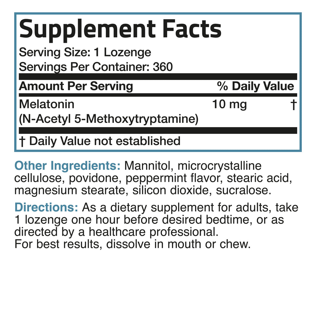 Melatonin 10Mg Fast Dissolve Tablets - Sleep Aid - Fall Asleep Faster, Stay Asleep Longer, 360 Peppermint Flavored Tablets