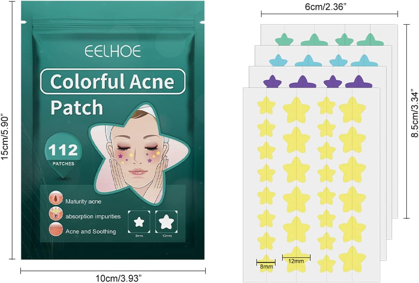 112Pcs Invisible Removal Pimple Patches Star Tools Concealer Face Scars Care Stickers Pimple Patches Treatments Blemish Zit Patches,Tools and Accessories