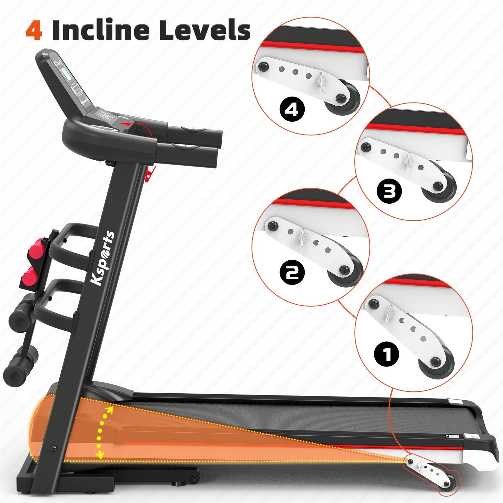 Ksports 16 Inch Wide Foldable Home Treadmill W/ Bluetooth & Fitness Tracking App
