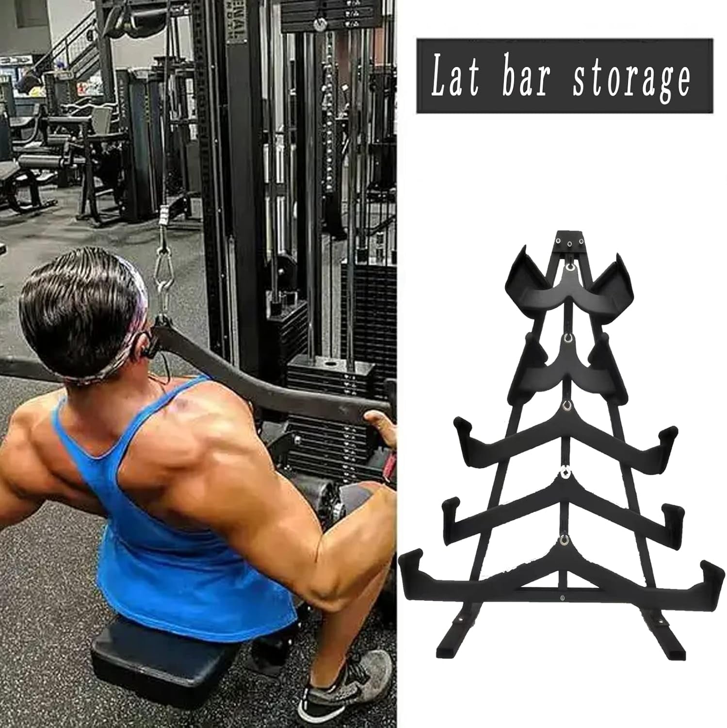 LAT Pulldown Bar Storage Organizer with Attachments - Sleek Black Design