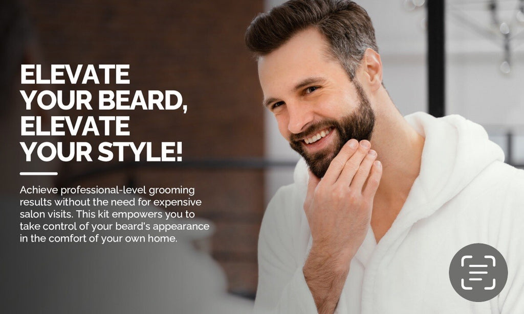 Mens Beard Grooming Kit Beard Growth Kit for Men Wood & Steel Comb Brush Scissor