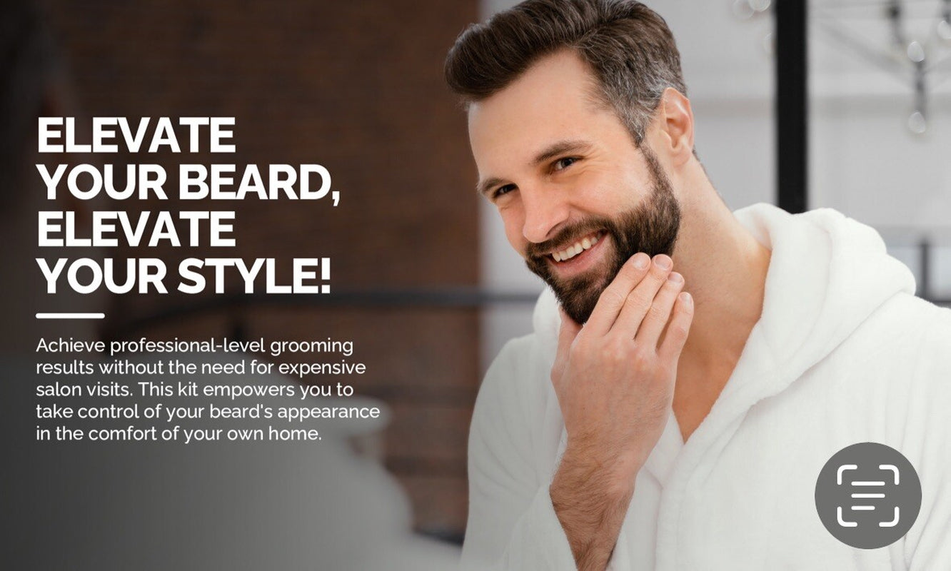 Mens Beard Grooming Kit Beard Growth Kit for Men Wood & Steel Comb Brush Scissor