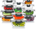 24 Pieces Glass Food Storage Containers Set,Meal Prep Containers-Stackable Airtight Glass Storage Containers with Lids,Freezer, Microwave, Oven Safe,Gray