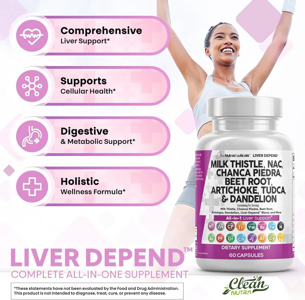Milk Thistle NAC Chanca Piedra Beet Root Artichoke Dandelion Root - Liver Cleanse Detox & Repair Supplement plus TUDCA Choline & Ginger 60 Count