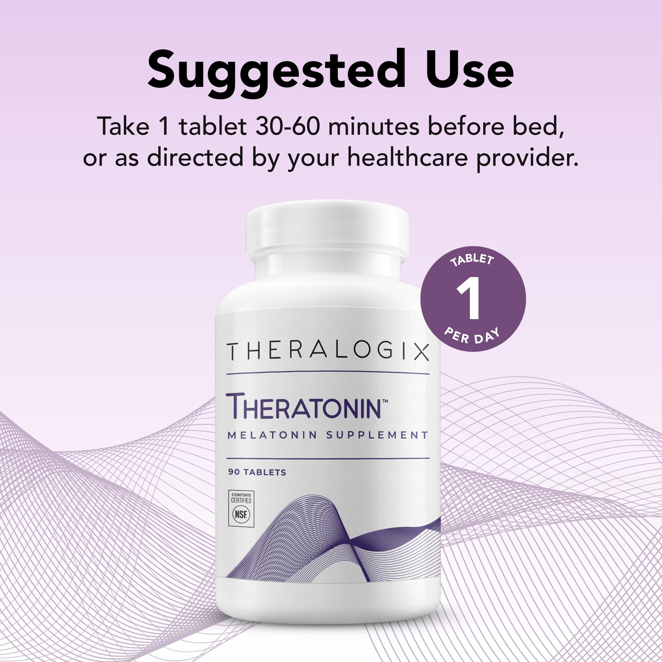 Theratonin Melatonin Supplement - 90-Day Supply - Sleep Support Supplement - Melatonin to Aid a Good Night'S Sleep - Supplement for Women to Support Fertility - NSF Certified - 90 Tablets