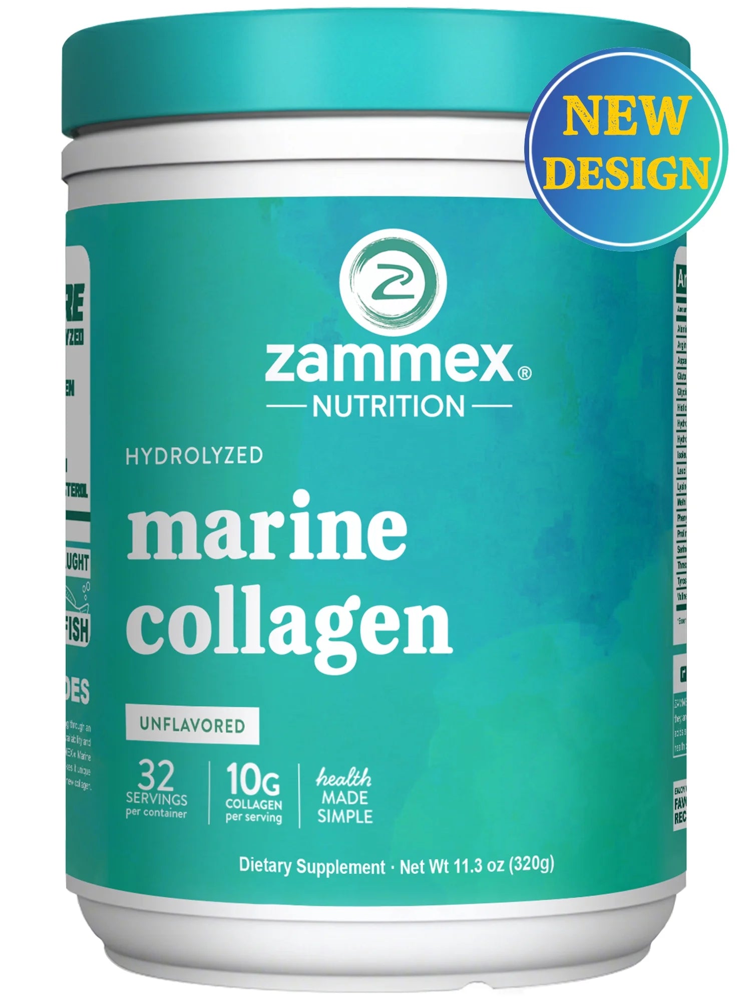 Marine Collagen Peptides Powder 11.3 Oz, Wild-Caught Hydrolyzed Collagen Powder Unflavored（320G）