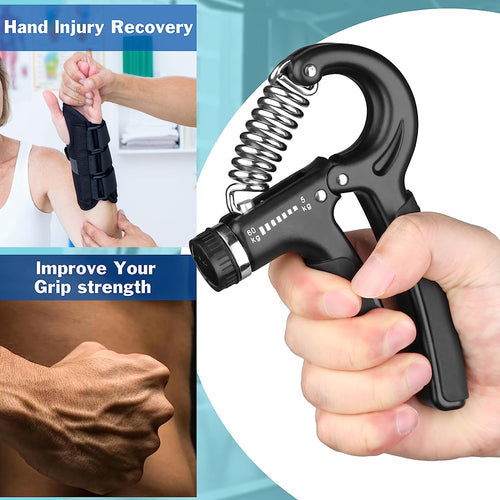 Grip Strength Trainer, Hand Grip Exerciser Strengthener with Adjustable Resistance 11-132 Lbs (5-60Kg), Forearm Strengthener, Hand Exerciser for Muscle Building and Injury Recover 1 PACK