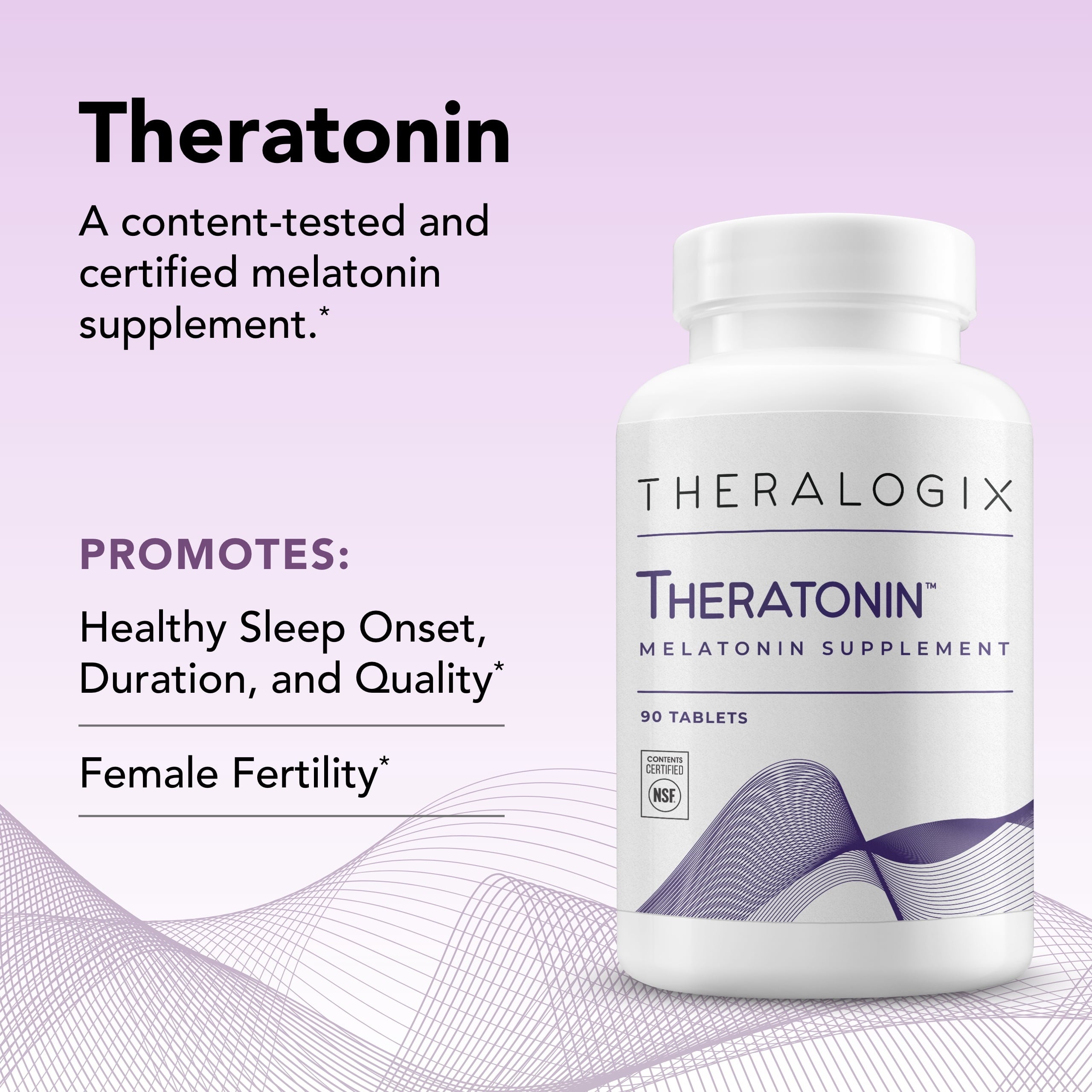 Theratonin Melatonin Supplement - 90-Day Supply - Sleep Support Supplement - Melatonin to Aid a Good Night'S Sleep - Supplement for Women to Support Fertility - NSF Certified - 90 Tablets