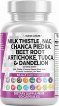 Milk Thistle NAC Chanca Piedra Beet Root Artichoke Dandelion Root - Liver Cleanse Detox & Repair Supplement plus TUDCA Choline & Ginger 60 Count