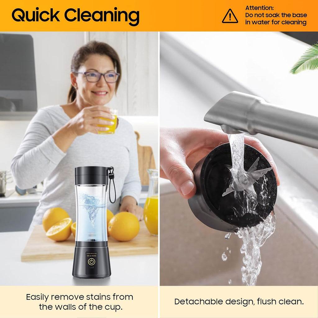 Portable Blender for Smoothies and Shakes - Personal Size Mini Blender with 380Ml Travel Cup, 6 Stainless Steel Blades for Powerful Blending, Fresh Fruit Juicer for Home/Travel, Mother'S Day