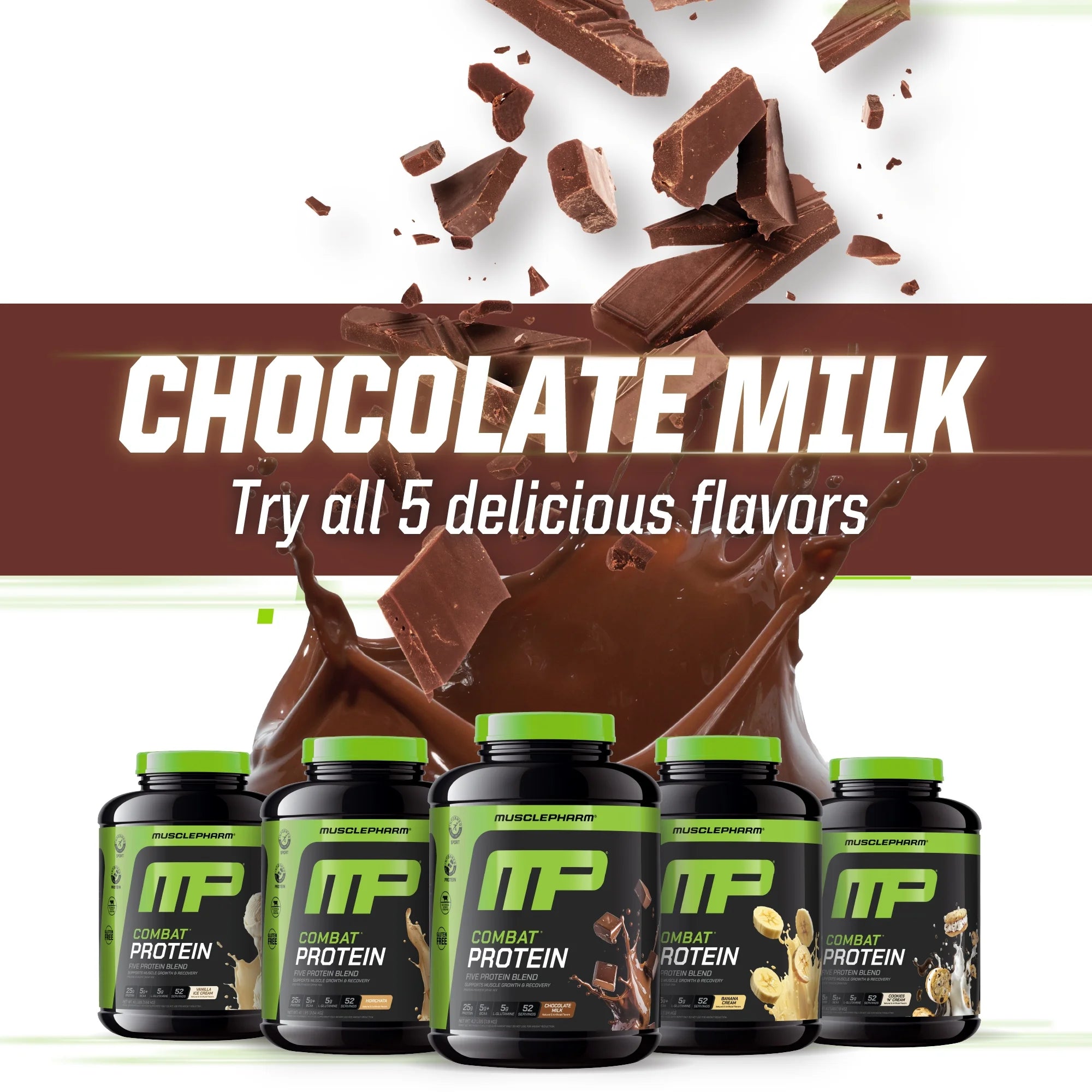 Combat Protein Powder, Chocolate Milk, 25G Protein, 4Lb, 64Oz