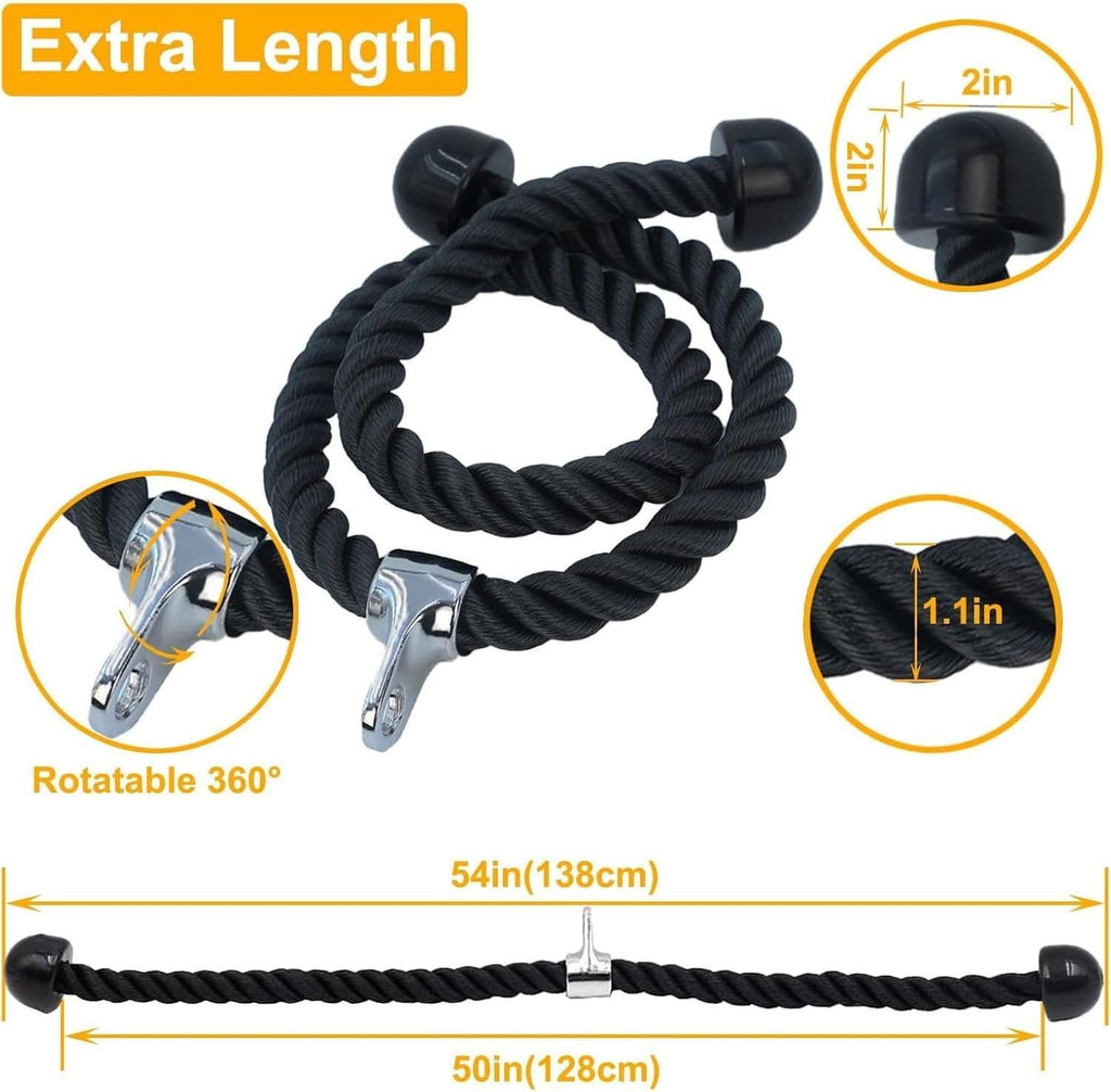 Long Tricep Rope for Home Gym Pulley System,Double Length Tricep Pull down Rope