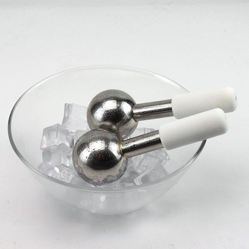 Stainless Steel Ice Globes for Face and Eye (Silver), Durable Cryo Globes Use to Reduce Puffiness, Tighten Pores and Sinus Relief, Face Globes for Facial Massages and Daily Beauty Routines