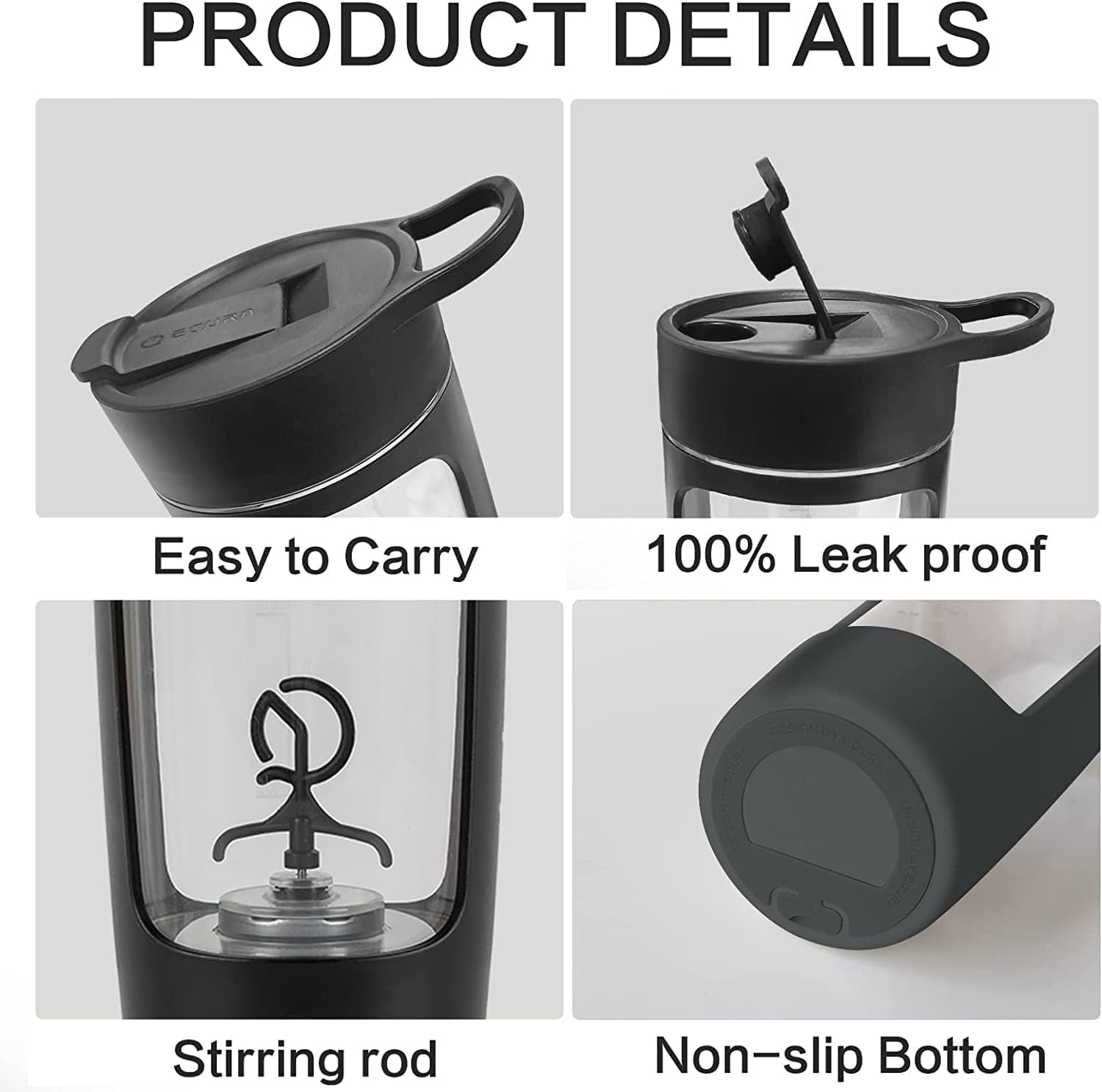 Electric Shaker Bottle, Made with Tritan - BPA Free - Portable Mixer Cup/Usb Rec