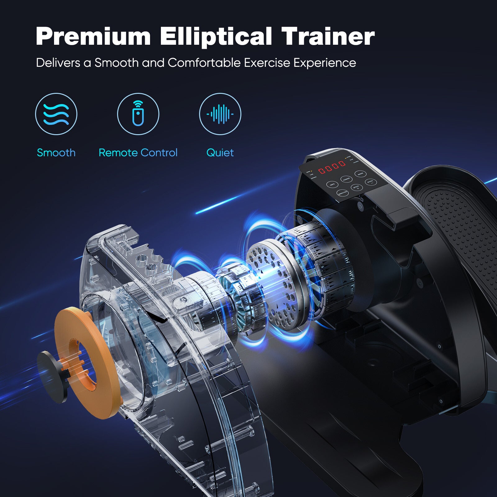 Under Desk Elliptical Machine Portable Pedal Ellipse Leg Exerciser LCD Display
