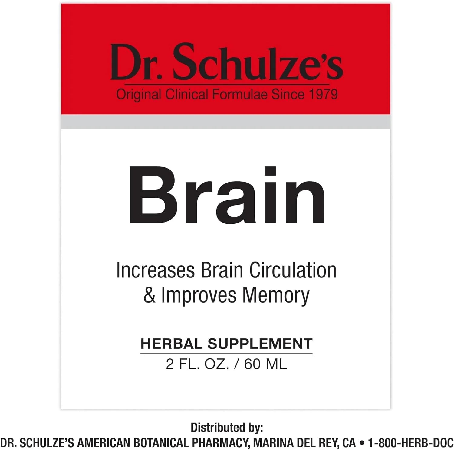 Dr.Schulze'S Brain Herbal Supplements with Ginkgo Biloba for Memory and Focus, Vegan,Stimulates Circulation 2 Oz.