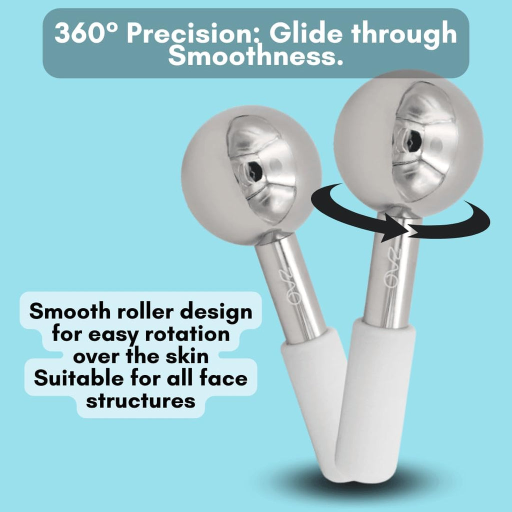 Stainless Steel Ice Globes for Face and Eye (Silver), Durable Cryo Globes Use to Reduce Puffiness, Tighten Pores and Sinus Relief, Face Globes for Facial Massages and Daily Beauty Routines
