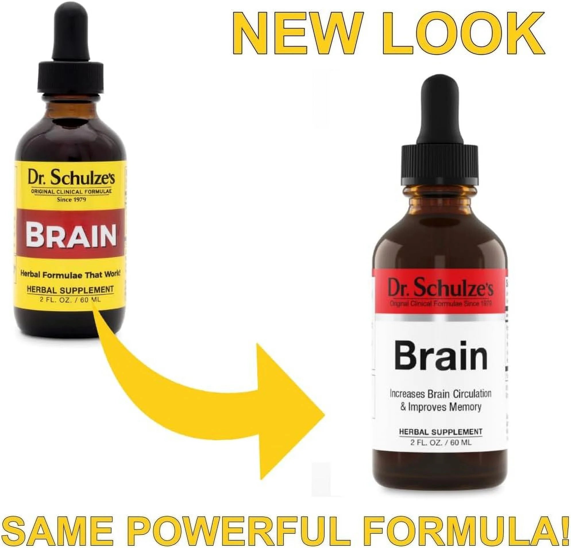 Dr.Schulze'S Brain Herbal Supplements with Ginkgo Biloba for Memory and Focus, Vegan,Stimulates Circulation 2 Oz.
