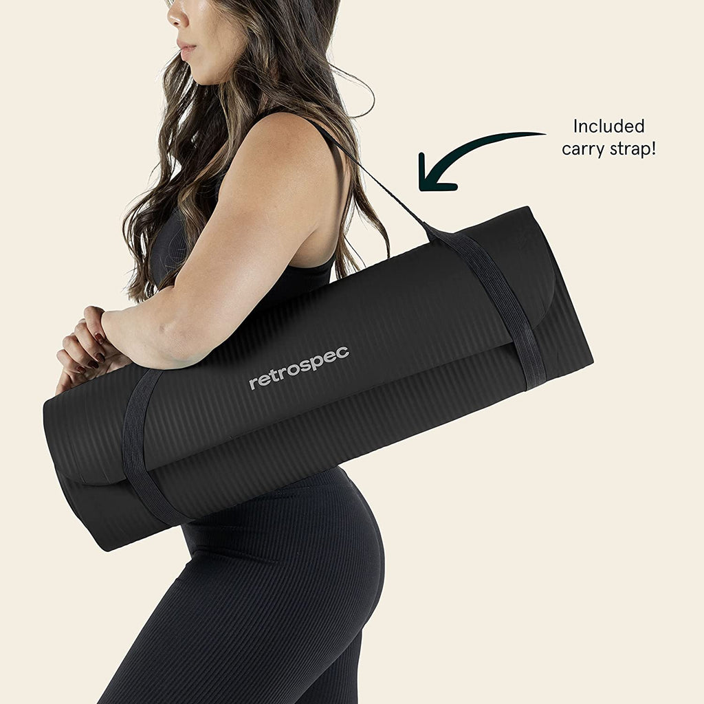 Solana Yoga Mat 1/2" Thick W/Nylon Strap for Men & Women - Non Slip Exercise Mat